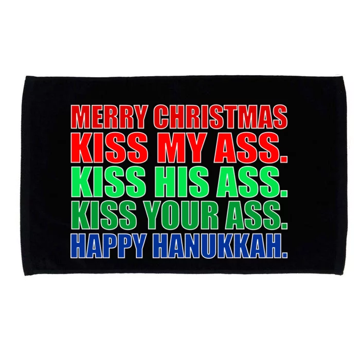 Merry Christmas Kiss My Ass Happy Hanukkah Microfiber Hand Towel