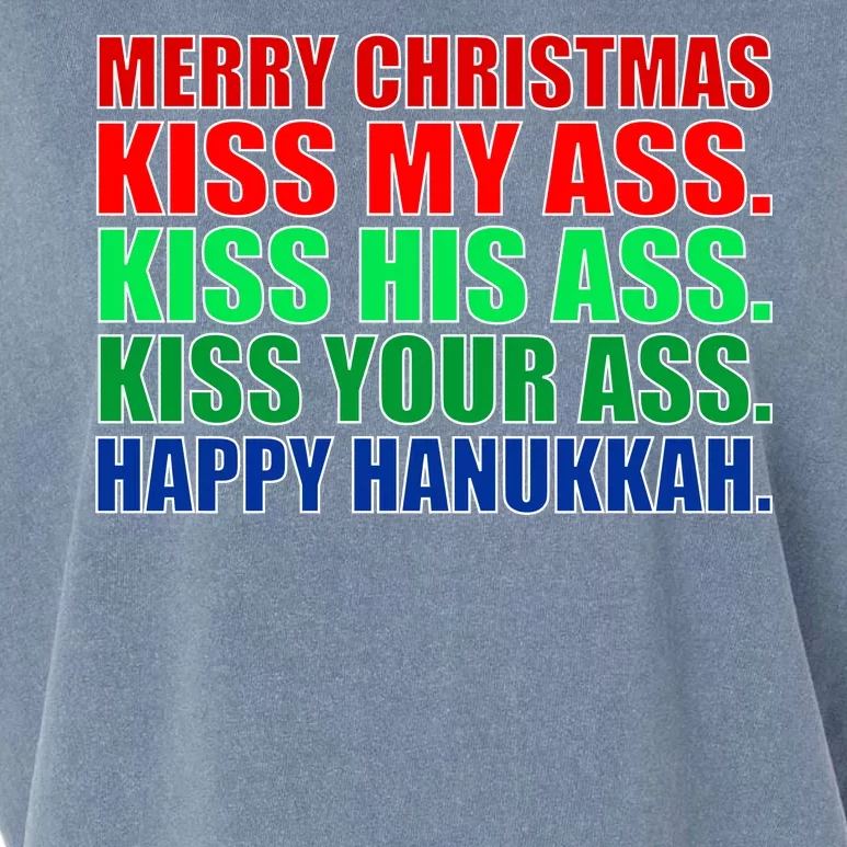 Merry Christmas Kiss My Ass Happy Hanukkah Garment-Dyed Women's Muscle Tee