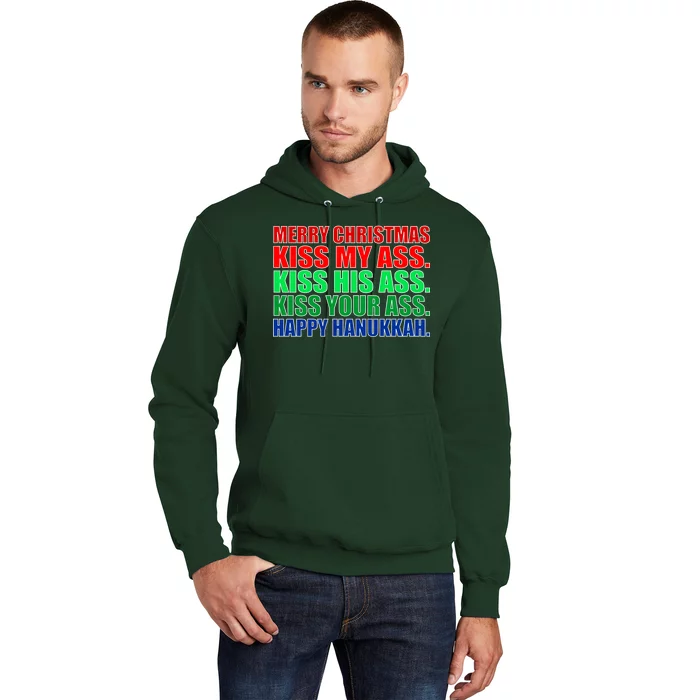 Merry Christmas Kiss My Ass Happy Hanukkah Hoodie