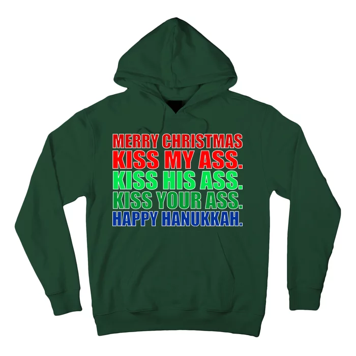 Merry Christmas Kiss My Ass Happy Hanukkah Hoodie