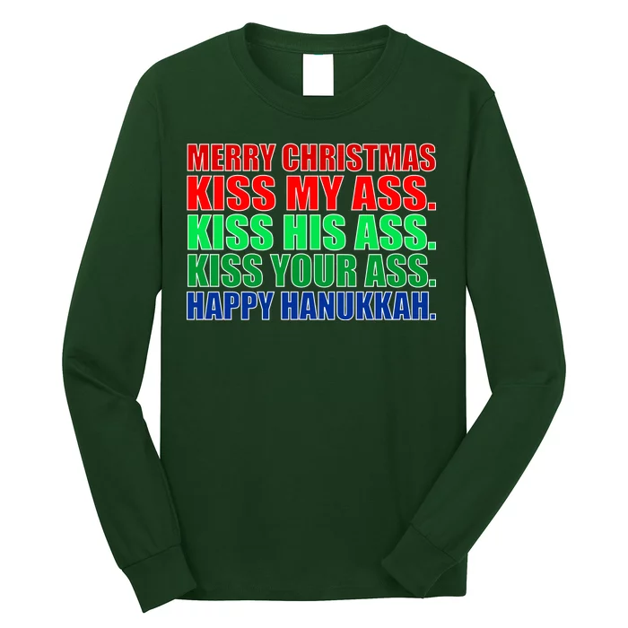 Merry Christmas Kiss My Ass Happy Hanukkah Long Sleeve Shirt