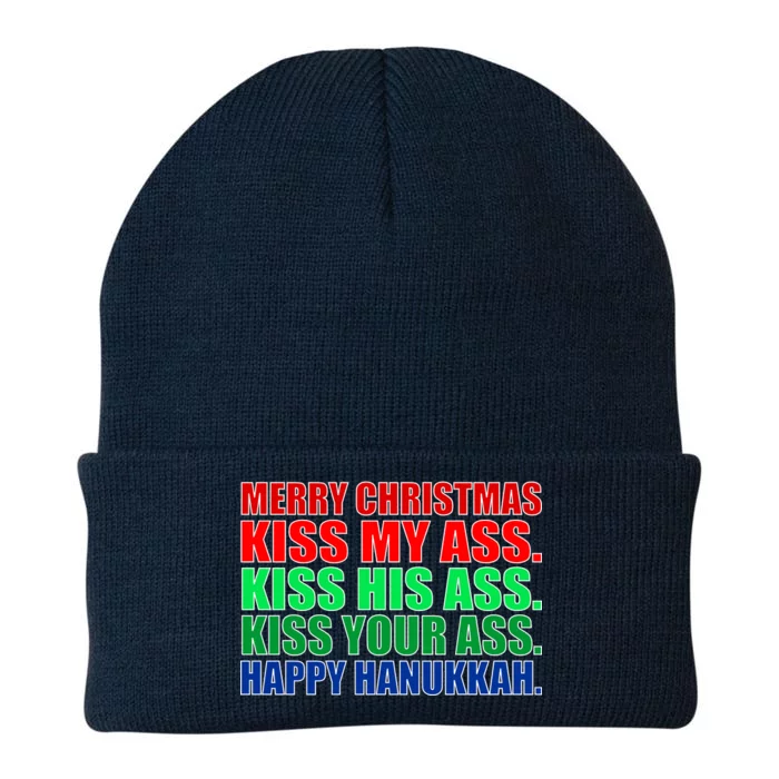 Merry Christmas Kiss My Ass Happy Hanukkah Knit Cap Winter Beanie