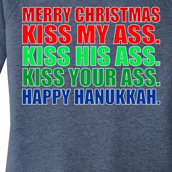 Merry Christmas Kiss My Ass Happy Hanukkah Women's Perfect Tri Tunic Long Sleeve Shirt