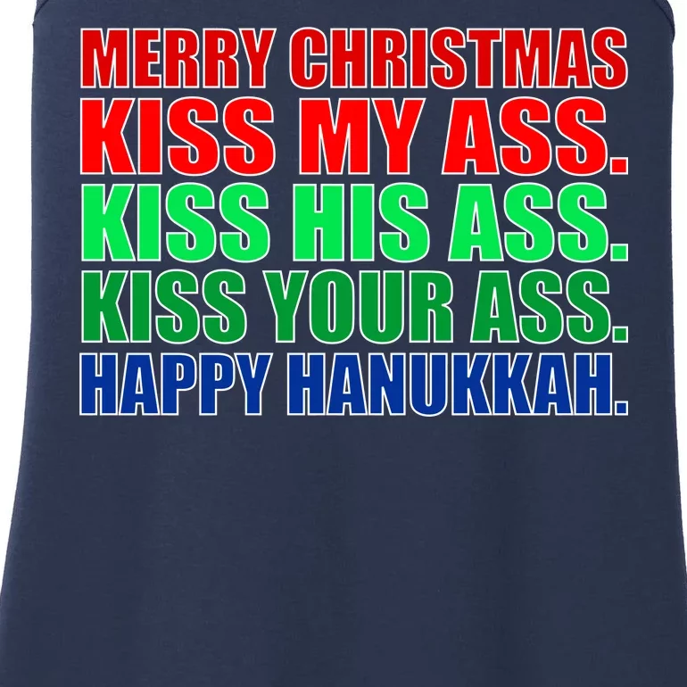 Merry Christmas Kiss My Ass Happy Hanukkah Ladies Essential Tank