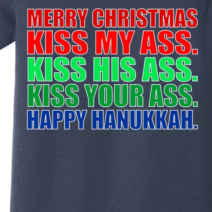 Merry Christmas Kiss My Ass Happy Hanukkah Baby Bodysuit