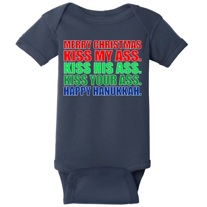 Merry Christmas Kiss My Ass Happy Hanukkah Baby Bodysuit