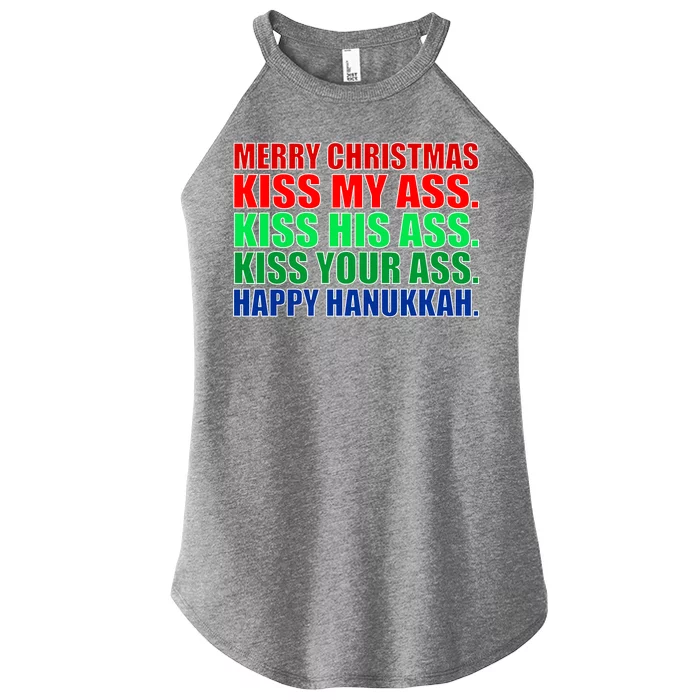 Merry Christmas Kiss My Ass Happy Hanukkah Women’s Perfect Tri Rocker Tank