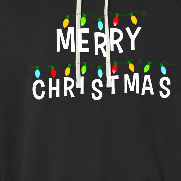 Merry Christmas Lights Garment-Dyed Fleece Hoodie