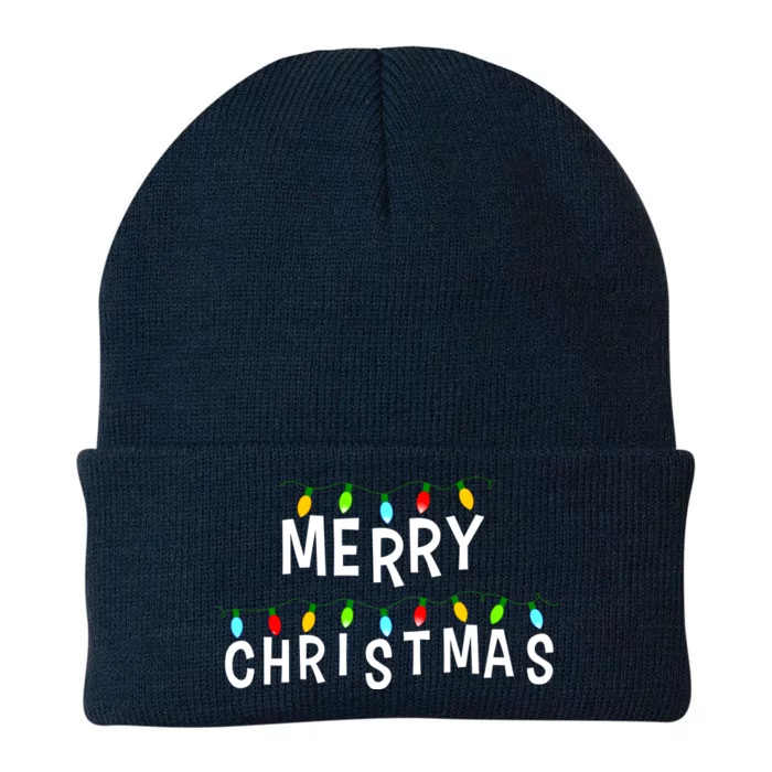 Merry Christmas Lights Knit Cap Winter Beanie