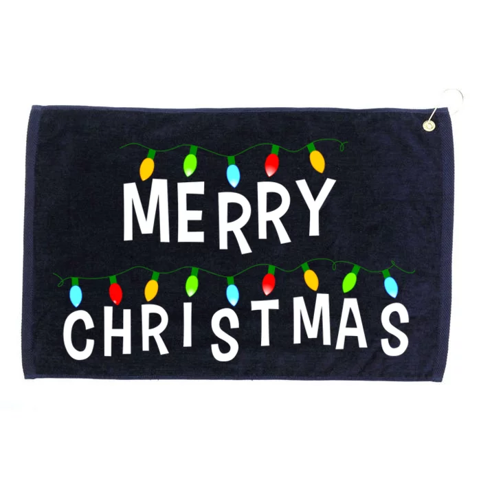 Merry Christmas Lights Grommeted Golf Towel