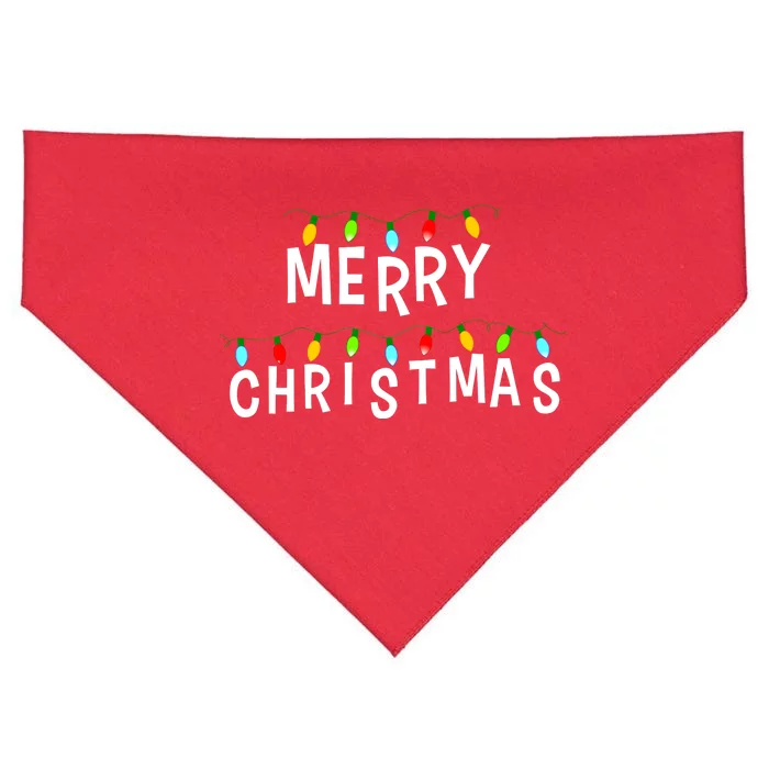 Merry Christmas Lights USA-Made Doggie Bandana