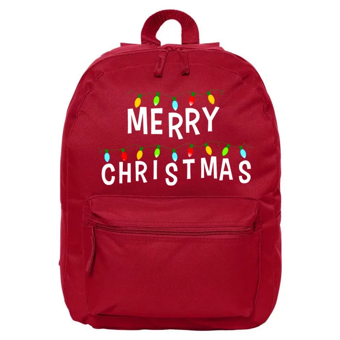 Merry Christmas Lights 16 in Basic Backpack