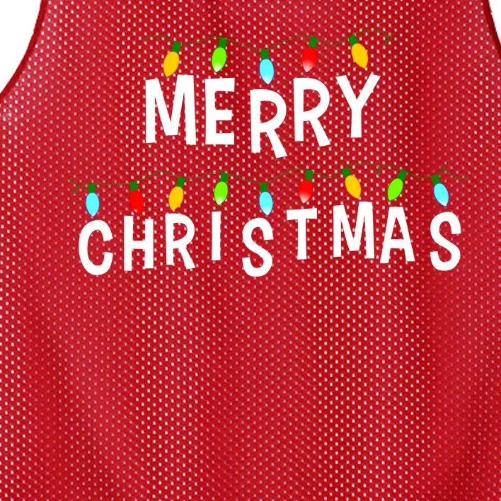 Merry Christmas Lights Mesh Reversible Basketball Jersey Tank