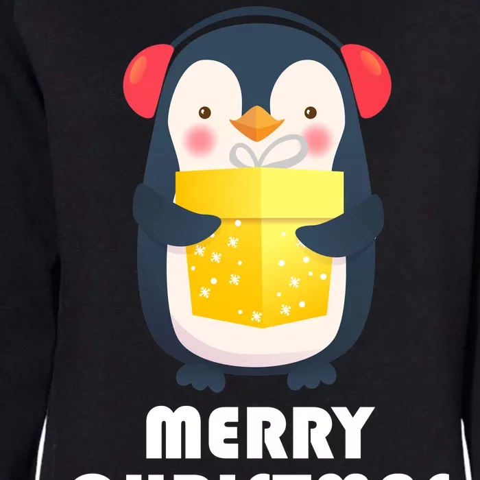 Merry Christmas Penguin Womens California Wash Sweatshirt