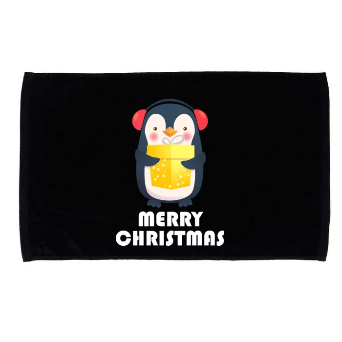 Merry Christmas Penguin Microfiber Hand Towel