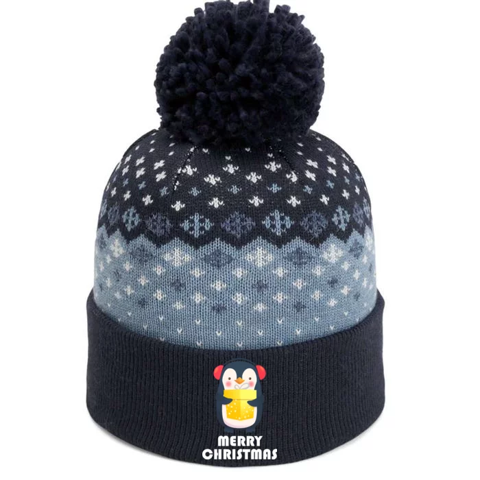 Merry Christmas Penguin The Baniff Cuffed Pom Beanie