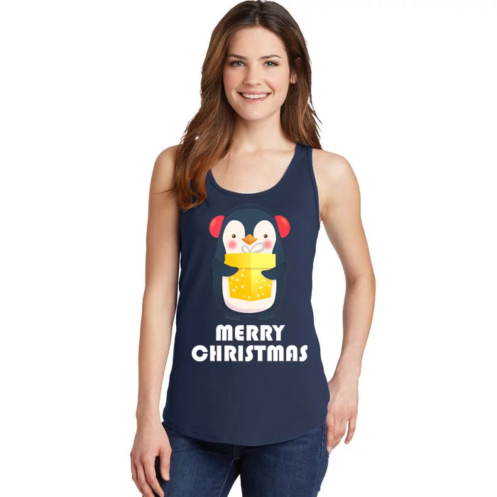 Merry Christmas Penguin Ladies Essential Tank