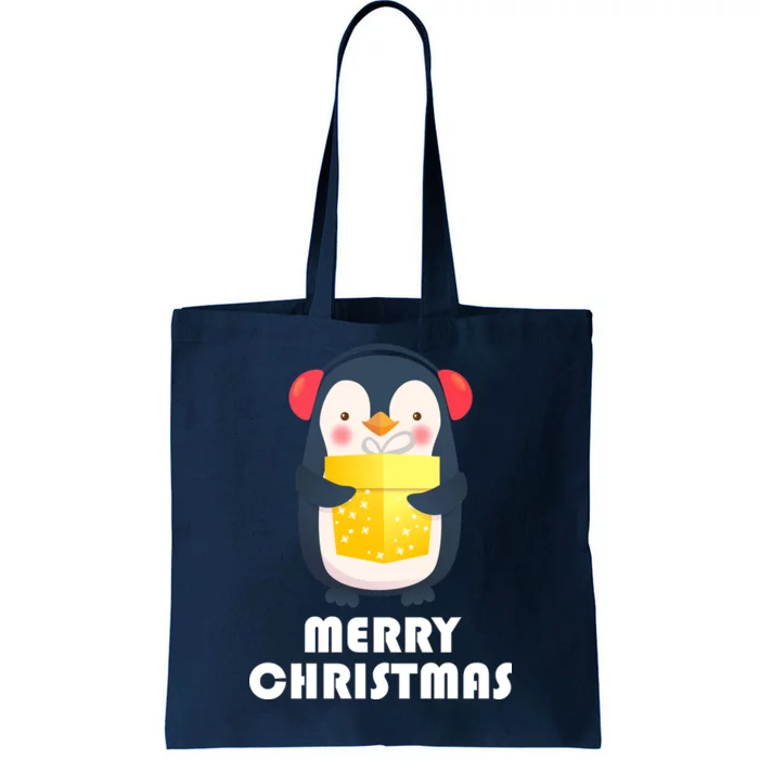 Merry Christmas Penguin Tote Bag