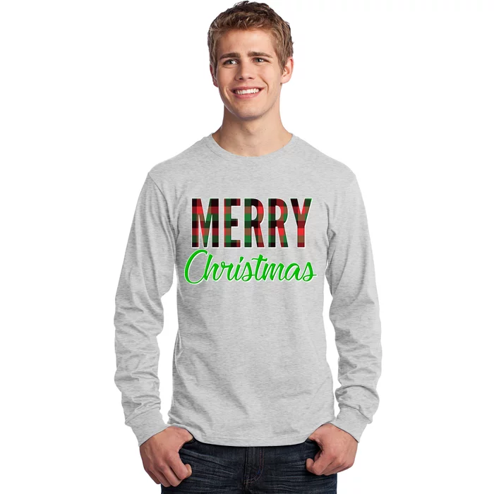 Merry Christmas Plaid Long Sleeve Shirt