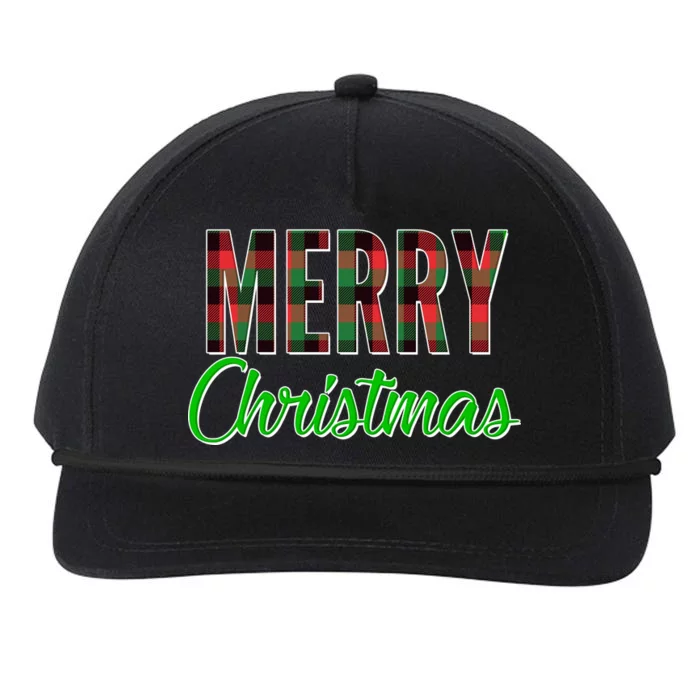 Merry Christmas Plaid Snapback Five-Panel Rope Hat