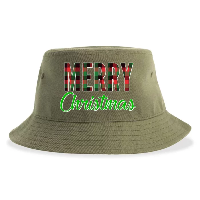 Merry Christmas Plaid Sustainable Bucket Hat