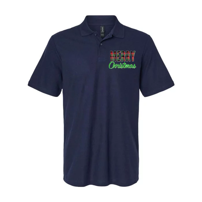 Merry Christmas Plaid Softstyle Adult Sport Polo