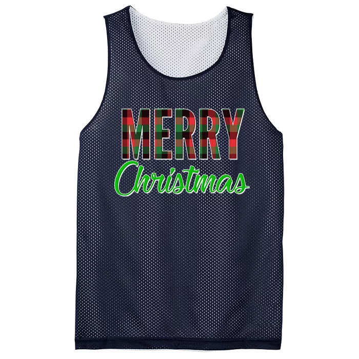 Merry Christmas Plaid Mesh Reversible Basketball Jersey Tank