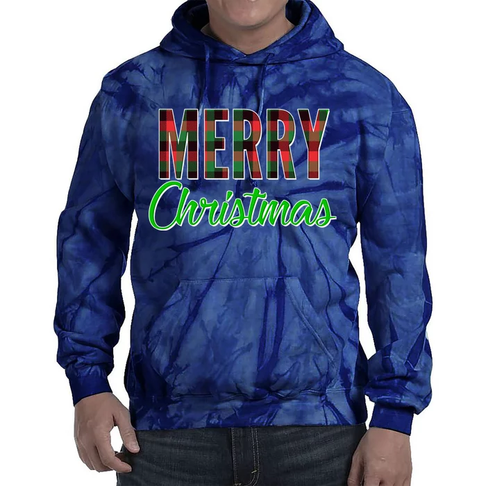 Merry Christmas Plaid Tie Dye Hoodie