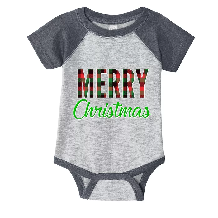 Merry Christmas Plaid Infant Baby Jersey Bodysuit