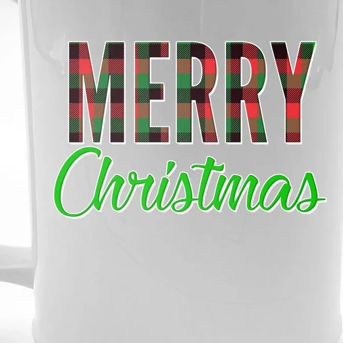 Merry Christmas Plaid Front & Back Beer Stein