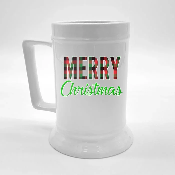 Merry Christmas Plaid Front & Back Beer Stein