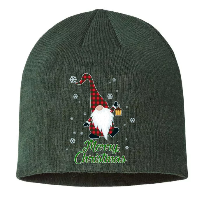 Merry Christmas Plaid Garden Gnome 8 1/2in Sustainable Knit Beanie