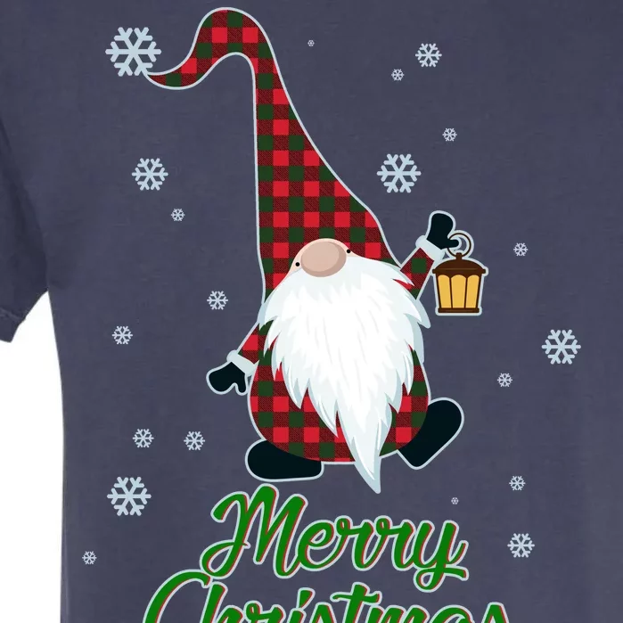 Merry Christmas Plaid Garden Gnome Garment-Dyed Heavyweight T-Shirt