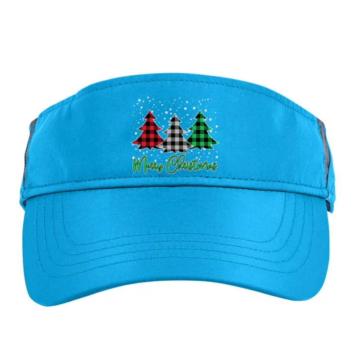 Merry Christmas Plaid Trees Adult Drive Performance Visor