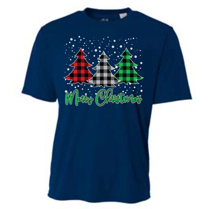 Merry Christmas Plaid Trees Cooling Performance Crew T-Shirt