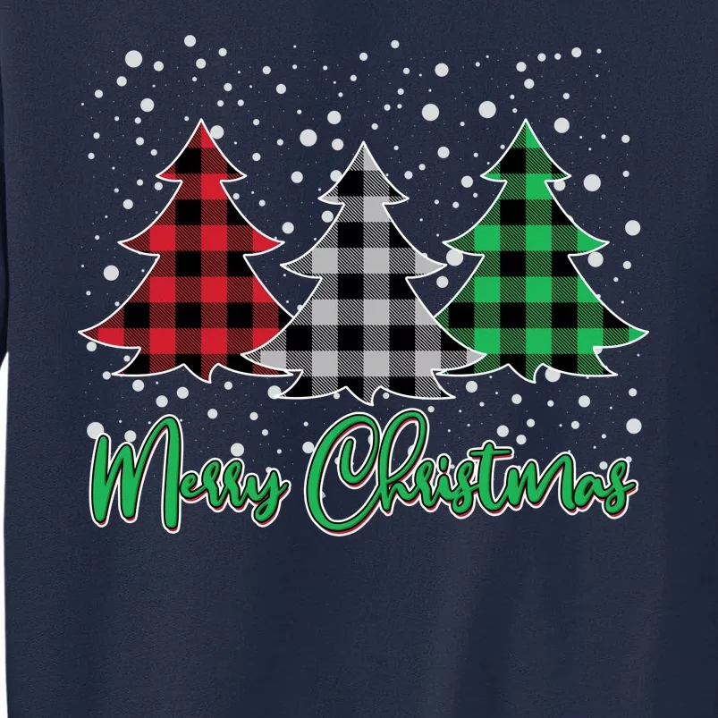 Merry Christmas Plaid Trees Tall Sweatshirt