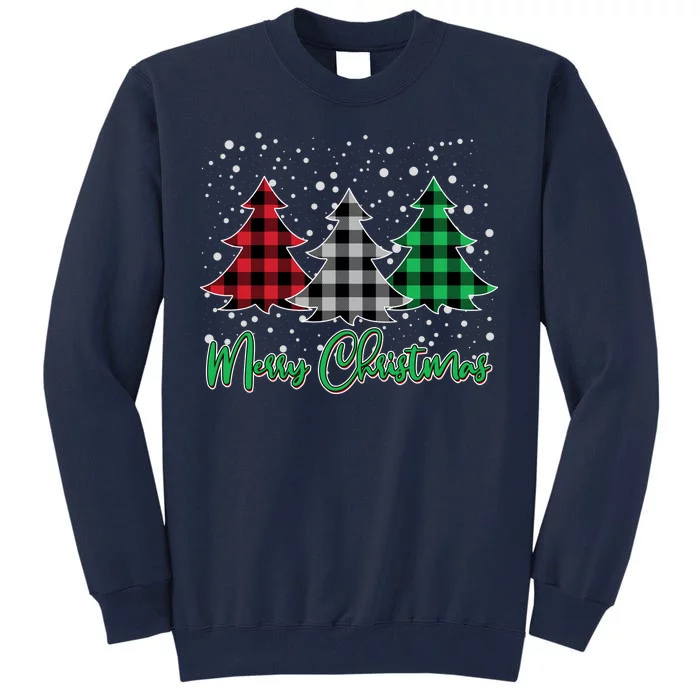 Merry Christmas Plaid Trees Tall Sweatshirt