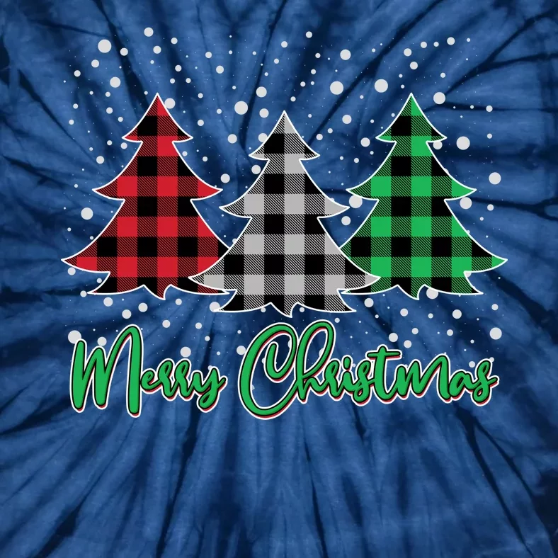 Merry Christmas Plaid Trees Tie-Dye T-Shirt