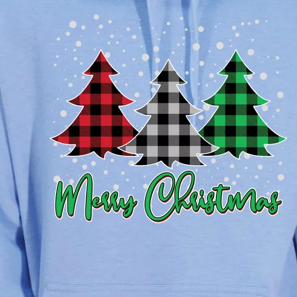 Merry Christmas Plaid Trees Unisex Surf Hoodie