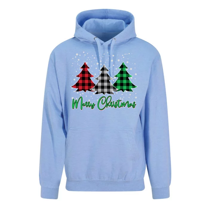 Merry Christmas Plaid Trees Unisex Surf Hoodie