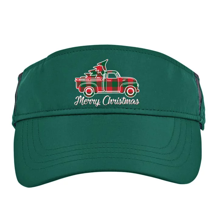 Merry Christmas Plaid Truck And Tree Adult Drive Performance Visor