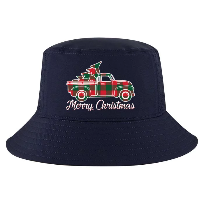 Merry Christmas Plaid Truck And Tree Cool Comfort Performance Bucket Hat