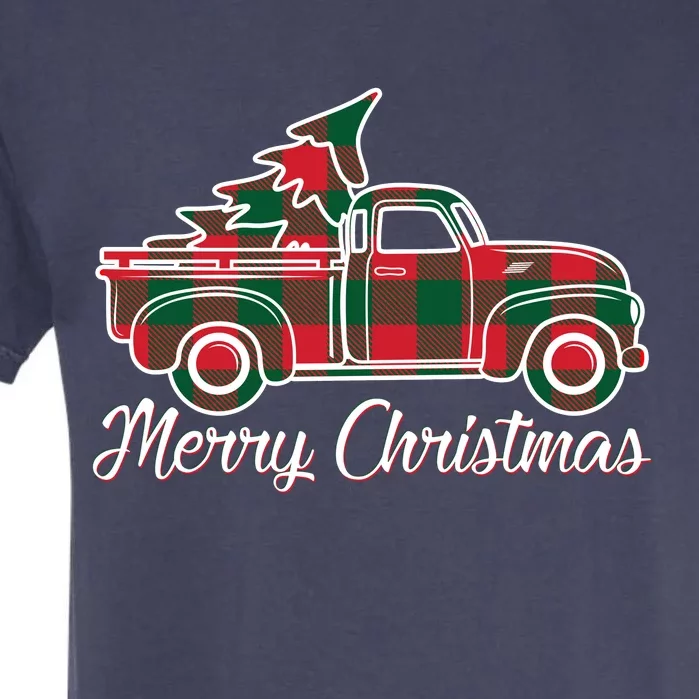 Merry Christmas Plaid Truck And Tree Garment-Dyed Heavyweight T-Shirt