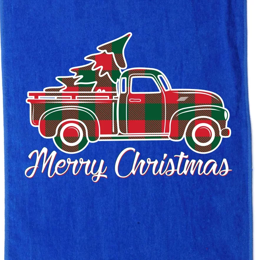 Merry Christmas Plaid Truck And Tree Platinum Collection Golf Towel