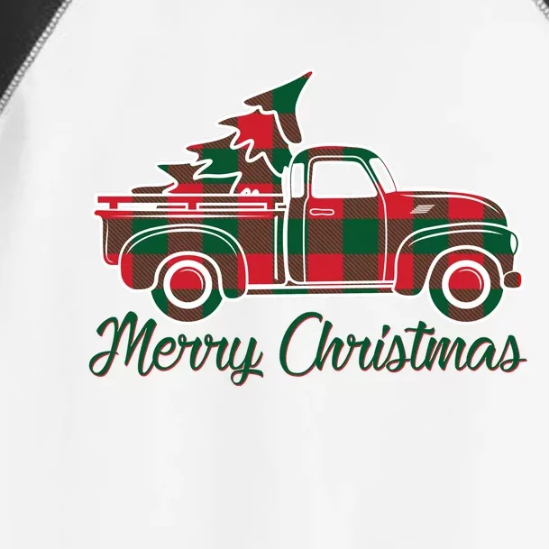 Merry Christmas Plaid Truck And Tree Toddler Fine Jersey T-Shirt