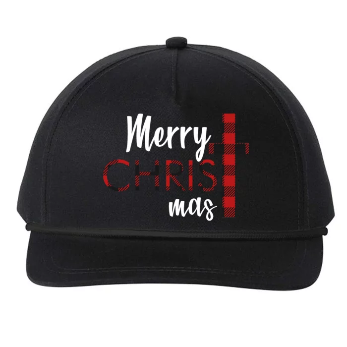 Merry Christmas Plaided Cross Snapback Five-Panel Rope Hat