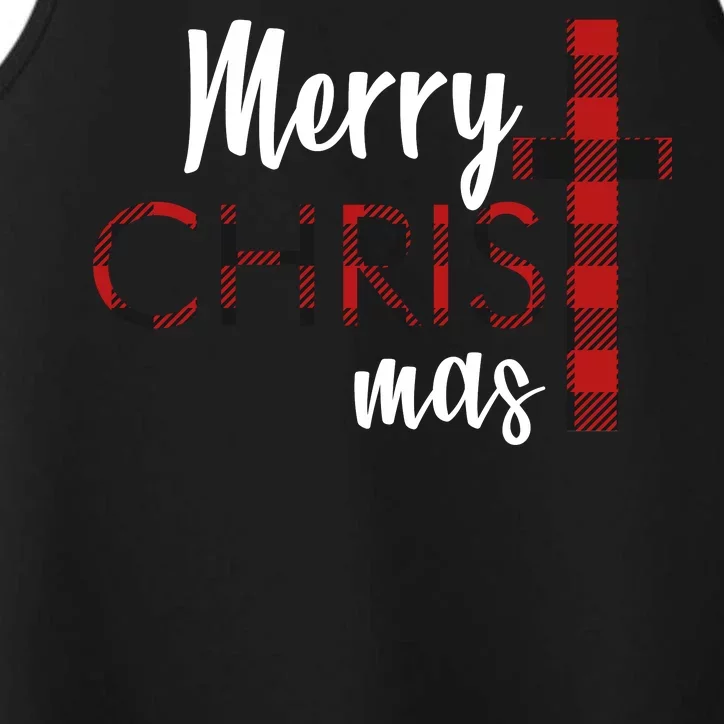 Merry Christmas Plaided Cross Performance Tank