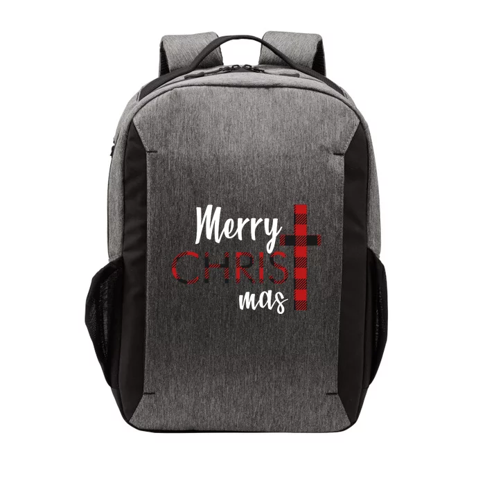 Merry Christmas Plaided Cross Vector Backpack