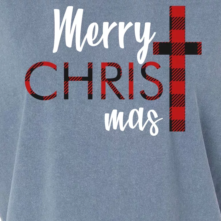 Merry Christmas Plaided Cross Garment-Dyed Women's Muscle Tee