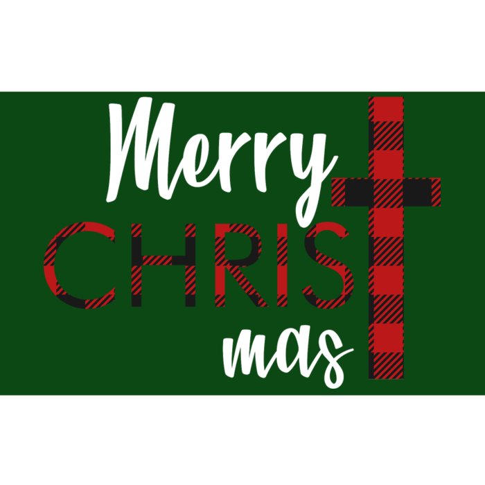 Merry Christmas Plaided Cross Bumper Sticker